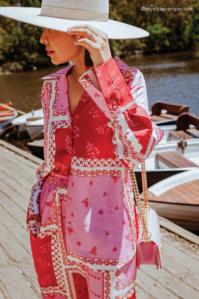 SABRINA SILK TWILL SHIRT IN LOLLY