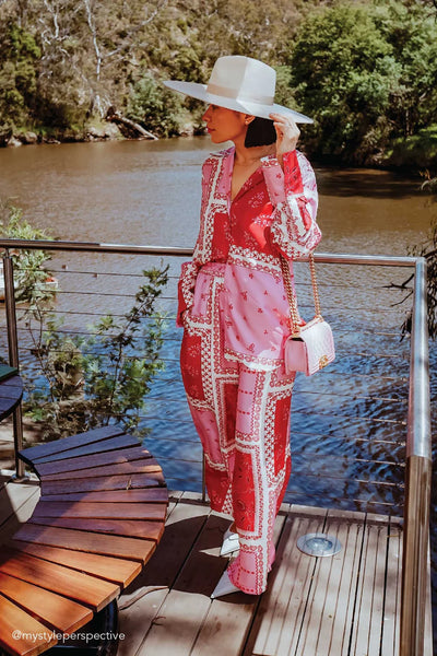 SABRINA SILK TWILL PANT IN LOLLY