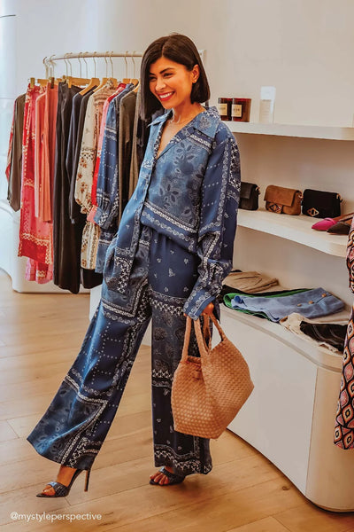 SABRINA SILK TWILL PANT IN NAVY