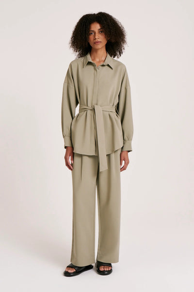 MANON TIE FRONT SHIRT- FOG