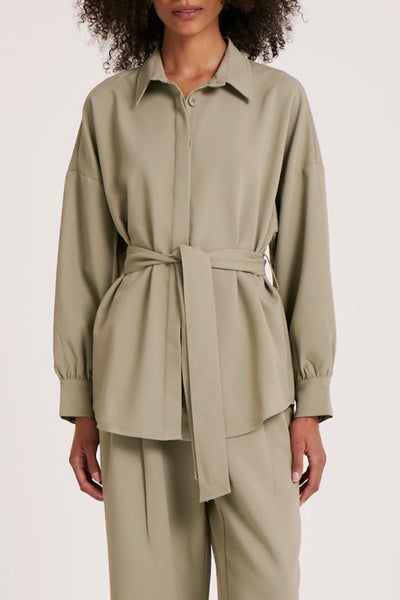 MANON TIE FRONT SHIRT- FOG