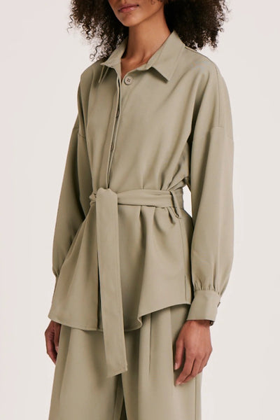 MANON TIE FRONT SHIRT- FOG