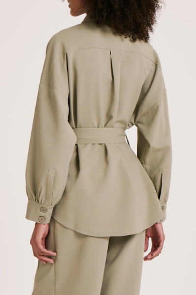 MANON TIE FRONT SHIRT- FOG