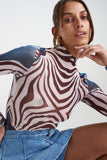 LS RUCHED HIGH NECK TOP - NAUTILUS