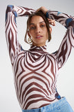 LS RUCHED HIGH NECK TOP - NAUTILUS