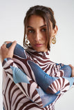 LS RUCHED HIGH NECK TOP - NAUTILUS