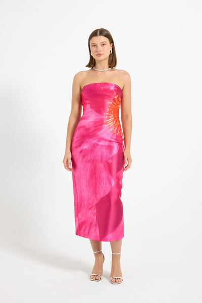 Thea Fitted Midi : Pink Camellia