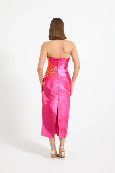 Thea Fitted Midi : Pink Camellia