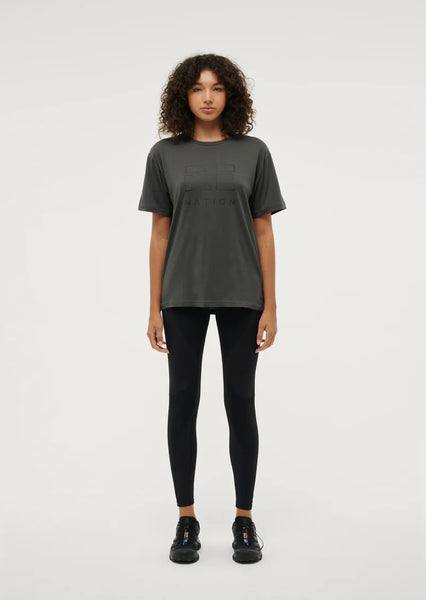 HEADS UP SS TEE IN DARK SHADOW