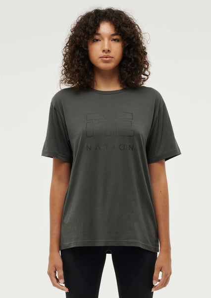 HEADS UP SS TEE IN DARK SHADOW