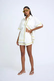 PIPE STEP EMBROIDERED SHORT - IVORY PRIMROSE