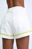 PIPE STEP EMBROIDERED SHORT - IVORY PRIMROSE