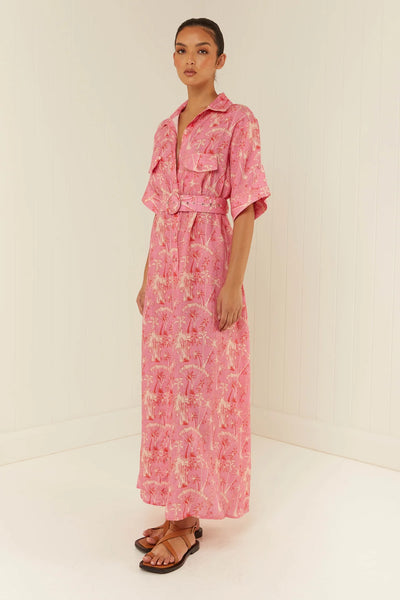 MEMENTO DRESS pink palms