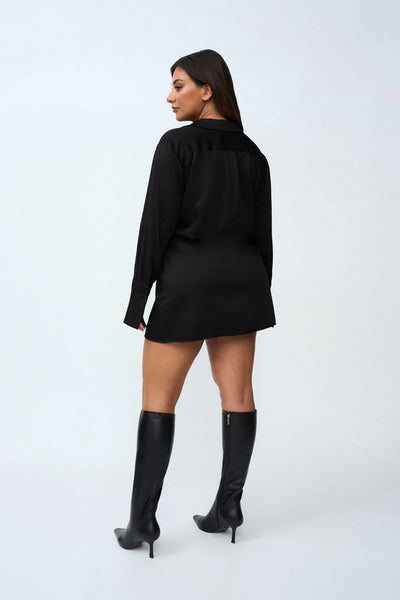 PORTIA WRAP MINI DRESS - BLACK