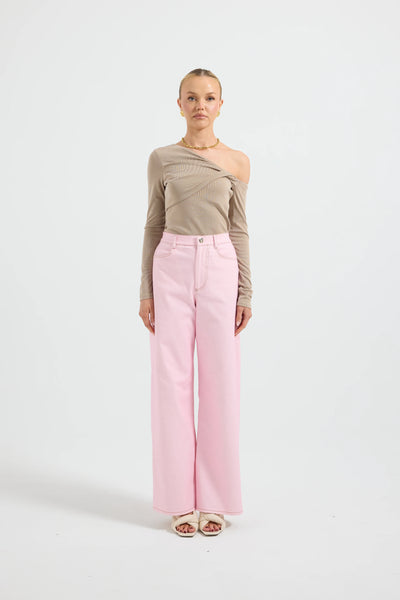 CHARLI DENIM PANT- POWDER PINK
