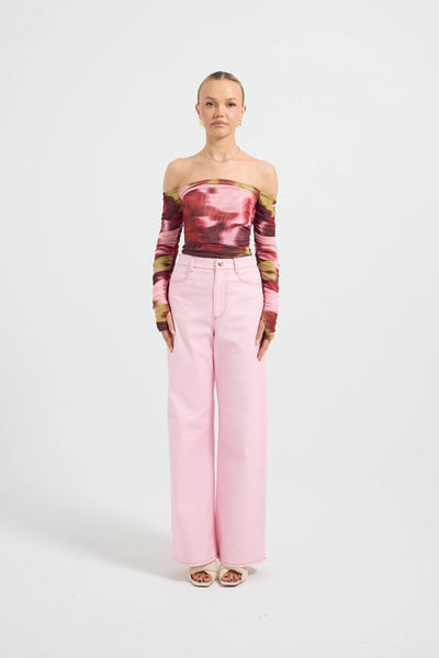 CHARLI DENIM PANT- POWDER PINK