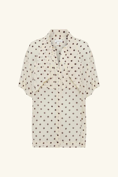 Houston Sheer Shirt With Tie - Blanc Polka
