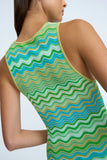 RAYNE RIPPLE STRIPE KNIT DRESS - GREEN MULTI
