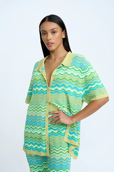 RIPPLE STRIPE KNIT PANT - GREEN MULTI