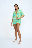 RIPPLE STRIPE KNIT SHORT - GREEN MULTI