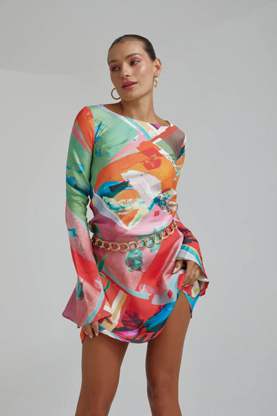 FARRAH MINI DRESS - ROYAL MONTAGE