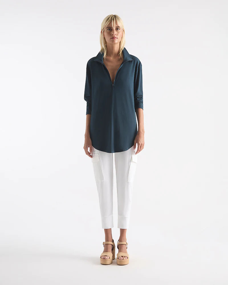 ZIP FRONT SWEATER- BLACK