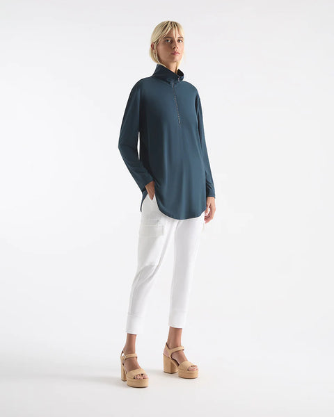 ZIP FRONT SWEATER- BLACK