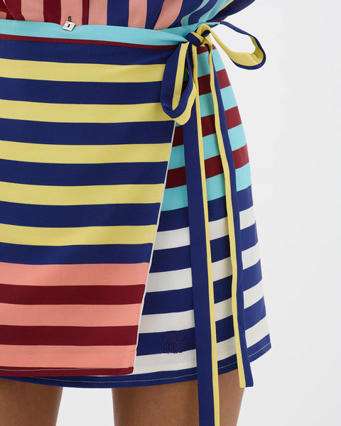 STRIPED WRAP MINI SKIRT
