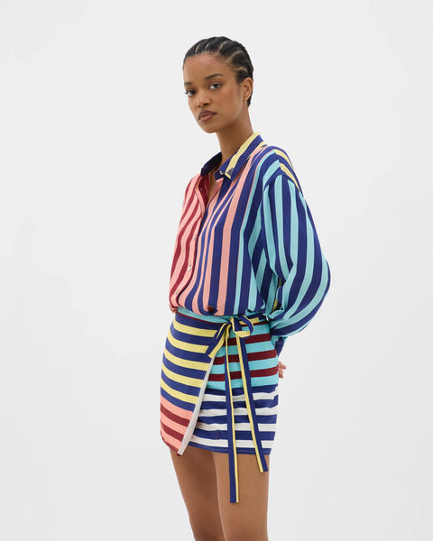 STRIPED WRAP MINI SKIRT