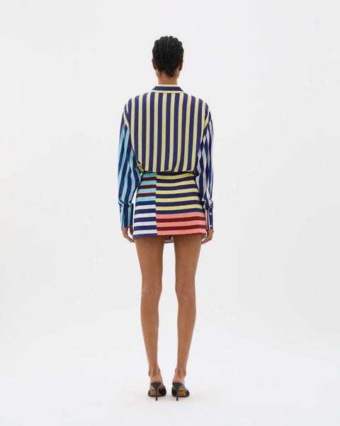 STRIPED WRAP MINI SKIRT