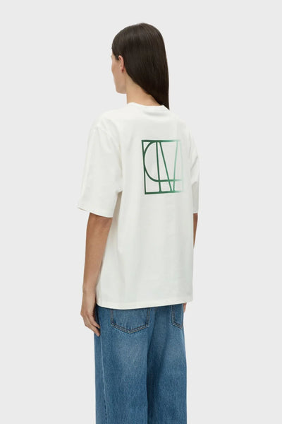 ELIASSON MONOGRAM TEE- SOFT WHITE/FOREST