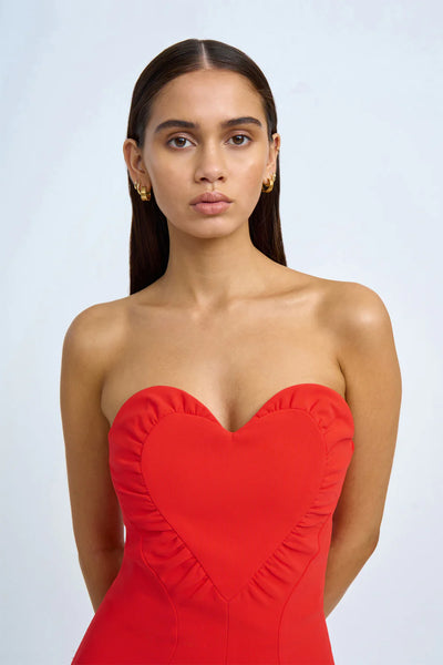 SERAPHINA STRUCTURED MINI DRESS - SCARLET RED