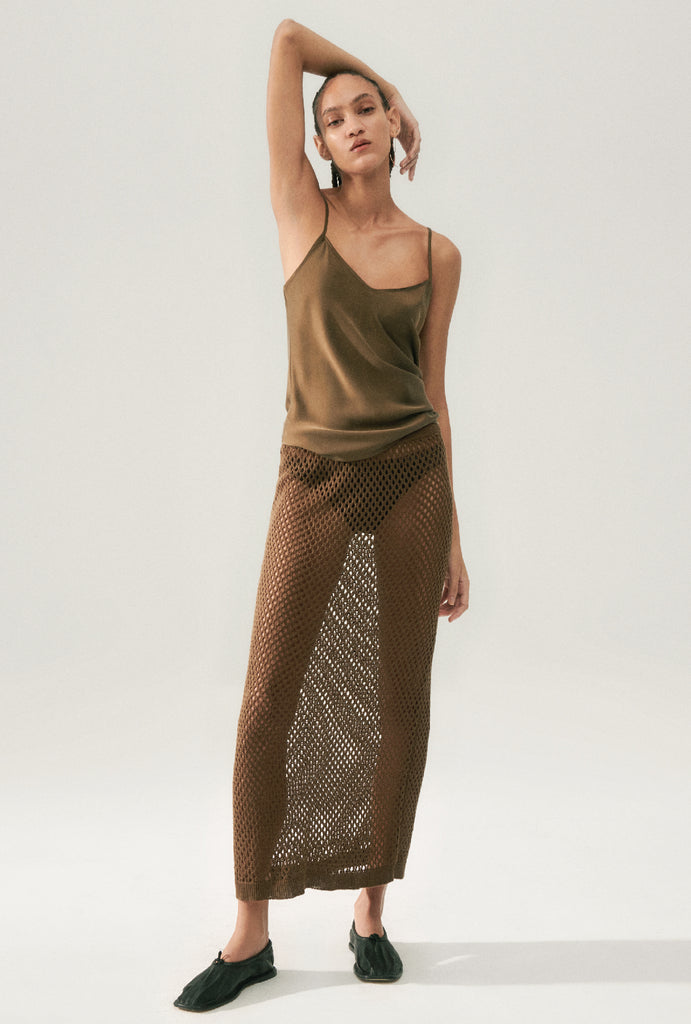 CROCHET STRAIGHT SKIRT DARK EARTH