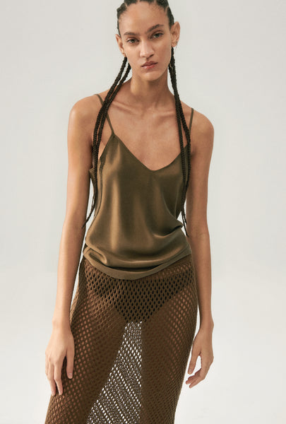 CROCHET STRAIGHT SKIRT DARK EARTH