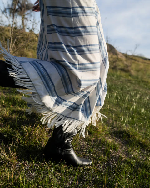 MAGGIE HARPER DRESS IN CERULEAN ANTIQUE STRIPE
