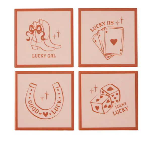 LUCKY AS S/4 CERAMIC COASTERS 10CM