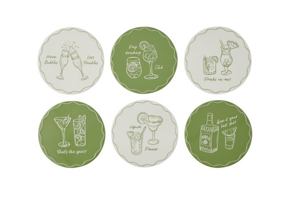 HAPPY HOUR CER COASTER 10CM 6 ASST