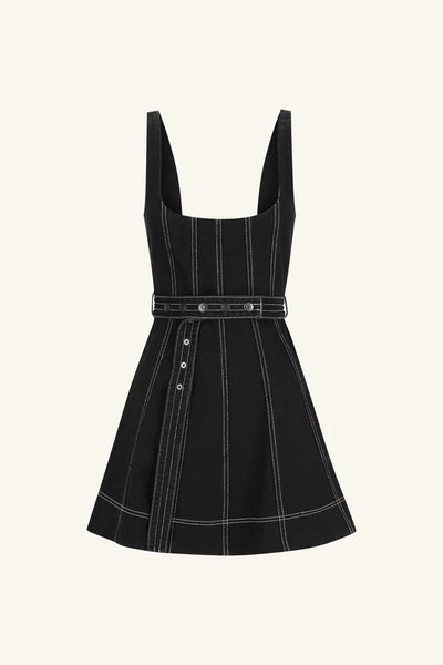 Mercer Belted Mini Dress - Black