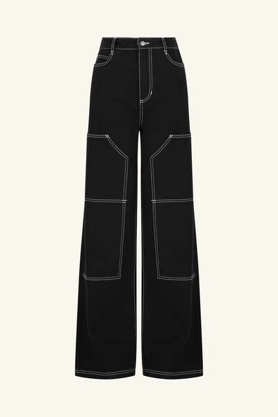 Mercer Wide Leg Cargo Jean - Black
