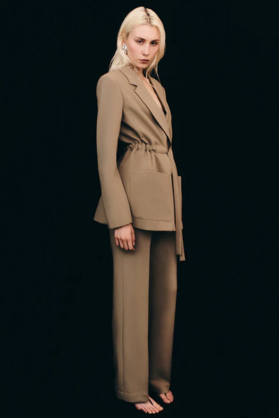 Irena Oversized Belted Blazer - Oak