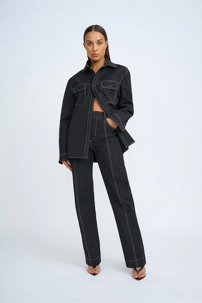 MIDNIGHT POCKET SHACKET - BLACK IVORY