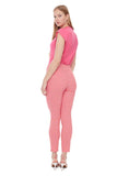 PINK HOUNDSTOOTH SLIM ANKLE PANT