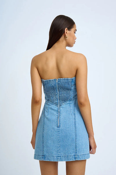 VIVIENNE DENIM MINI DRESS - BLUE WASH
