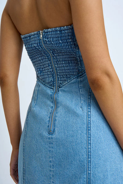VIVIENNE DENIM MINI DRESS - BLUE WASH