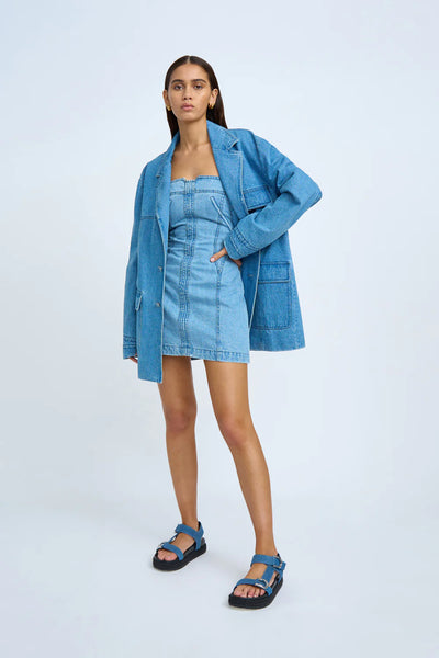 VIVIENNE DENIM MINI DRESS - BLUE WASH