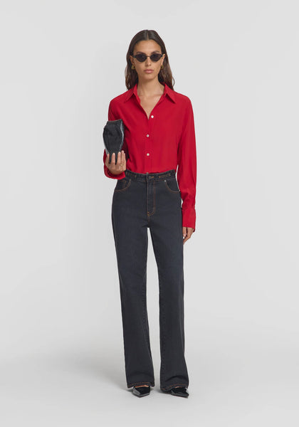 Antidote Silk Shirt- Flamenco Red