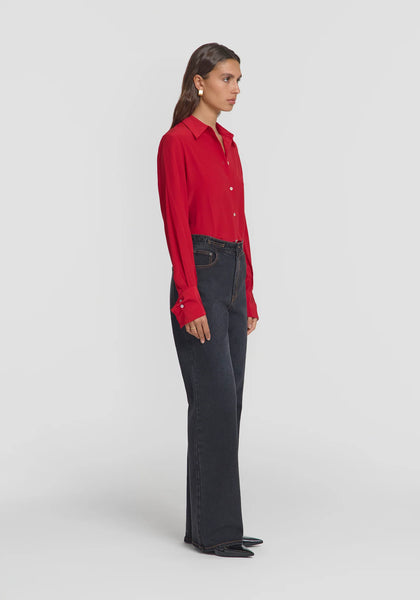 Antidote Silk Shirt- Flamenco Red