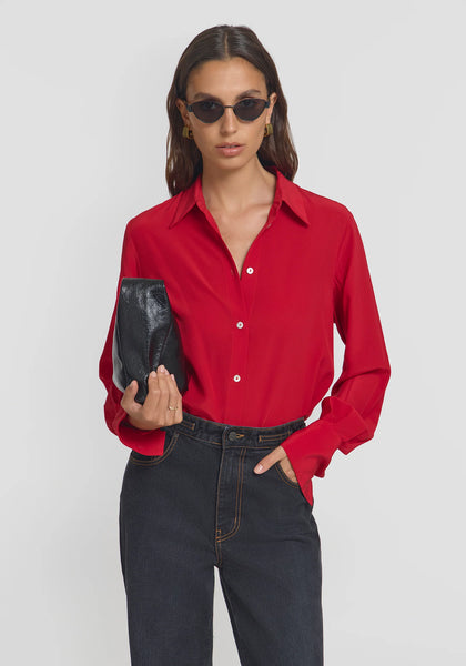 Antidote Silk Shirt- Flamenco Red