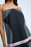 ZEN LINEAR STRAPLESS TOP - BLACK IVORY PINK