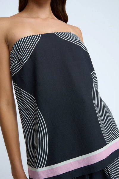 ZEN LINEAR STRAPLESS TOP - BLACK IVORY PINK